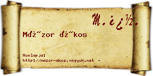 Mázor Ákos névjegykártya